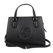 Gucci Soho Black Leather Structured Small Tote Crossbody Bag