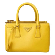 Prada Galleria Saffiano Sole Yellow Lux Leather Small Tote Handbag