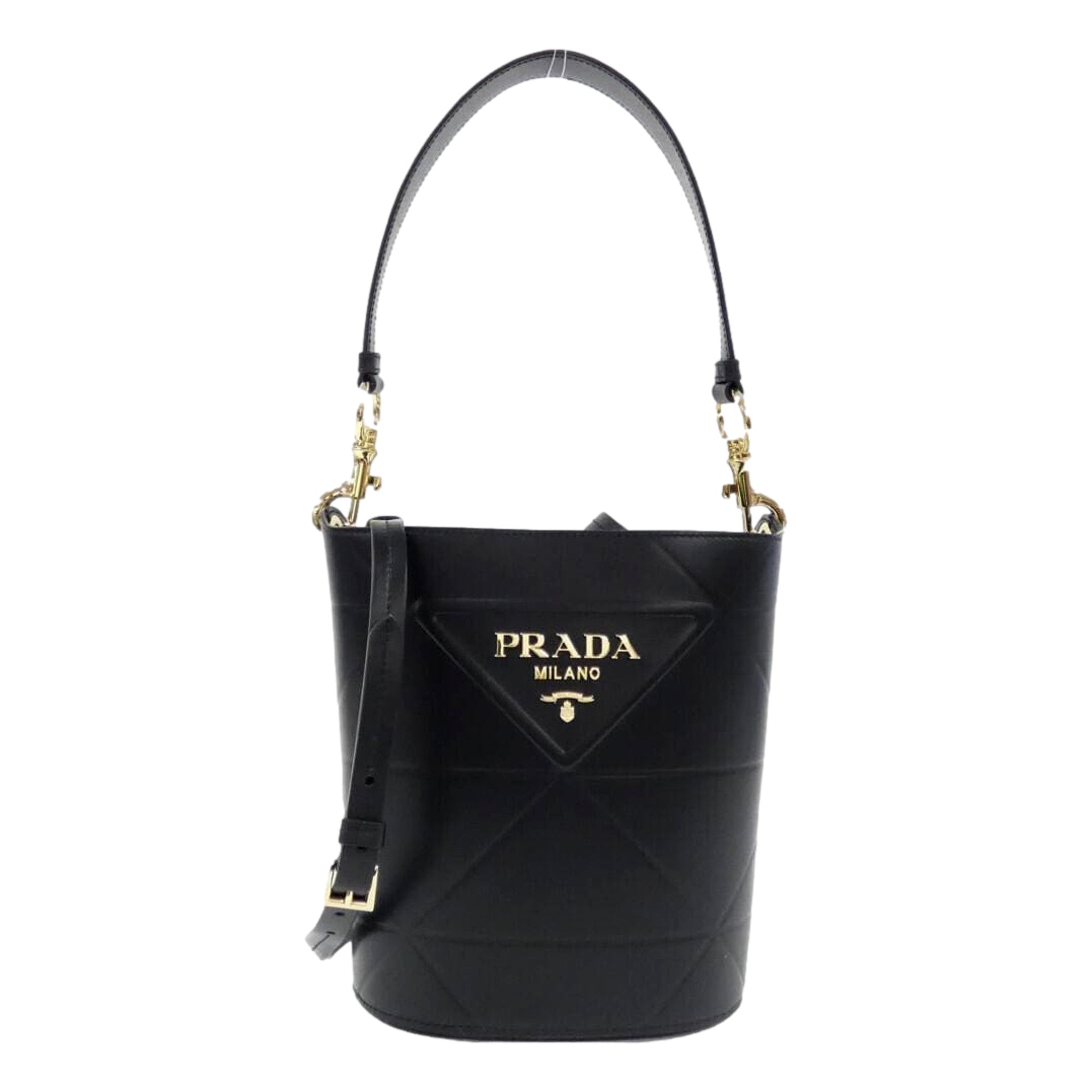 Prada Soft Nero Black Calf Leather Bucket Crossbody Handbag