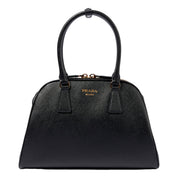 Prada Saffiano Nero Black Soft Calfskin Medium Top Handle Handbag