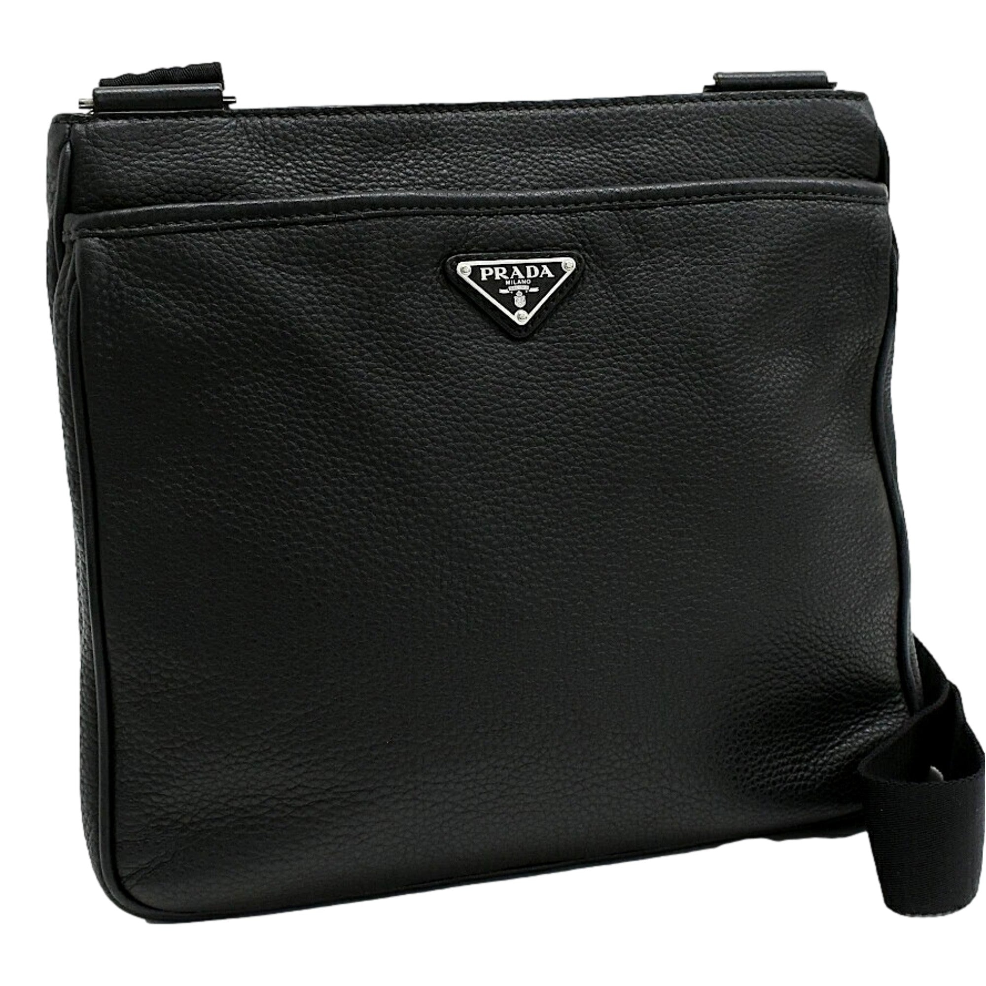 Prada City Vitello Leather Black Messenger Crossbody Bag