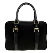 Prada Bauletto Tessuto Nylon Saffiano Black Satchel Handbag