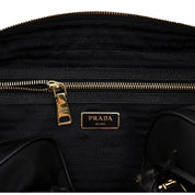 Prada Bauletto Tessuto Nylon Saffiano Black Satchel Handbag