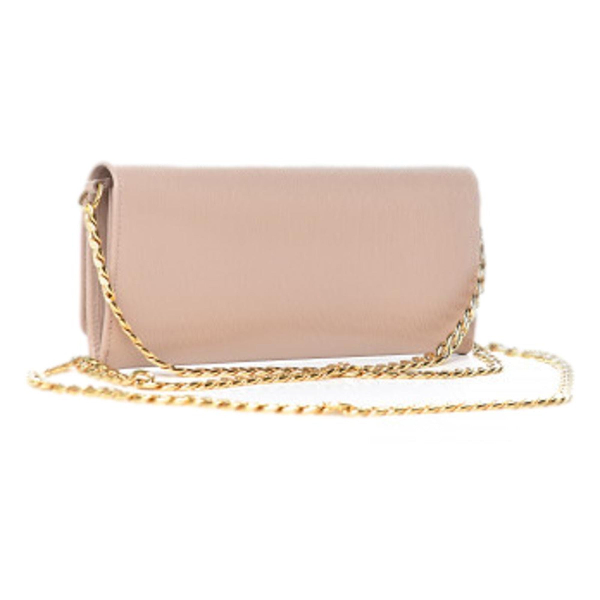 Prada Cipria Beige Vitello Move Leather Chain Wallet Crossbody Bag