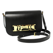 Prada City Calf Leather Black Flap Crossbody Bag