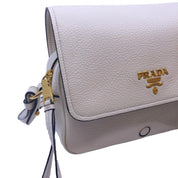Prada Flap Vitello Phenix Ivory Leather Crossbody Bag