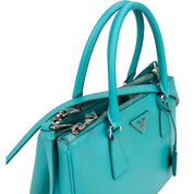 Prada Galleria Saffiano Giada Teal Lux Leather Small Tote Handbag Giada Teal