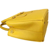 Prada Galleria Saffiano Sole Yellow Lux Leather Small Tote Handbag