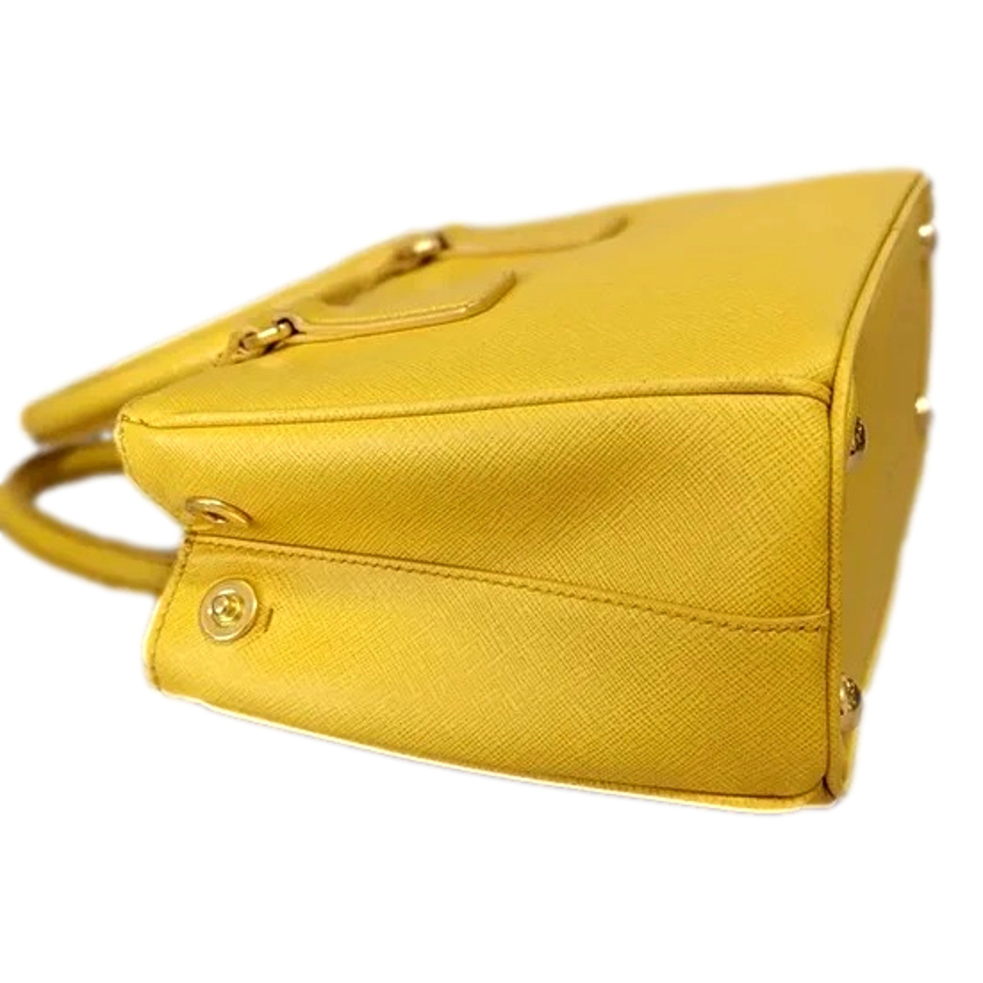 Prada Galleria Saffiano Sole Yellow Lux Leather Small Tote Handbag