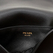 Prada Milano Web Stripe Strap Black Small Leather Crossbody Bag