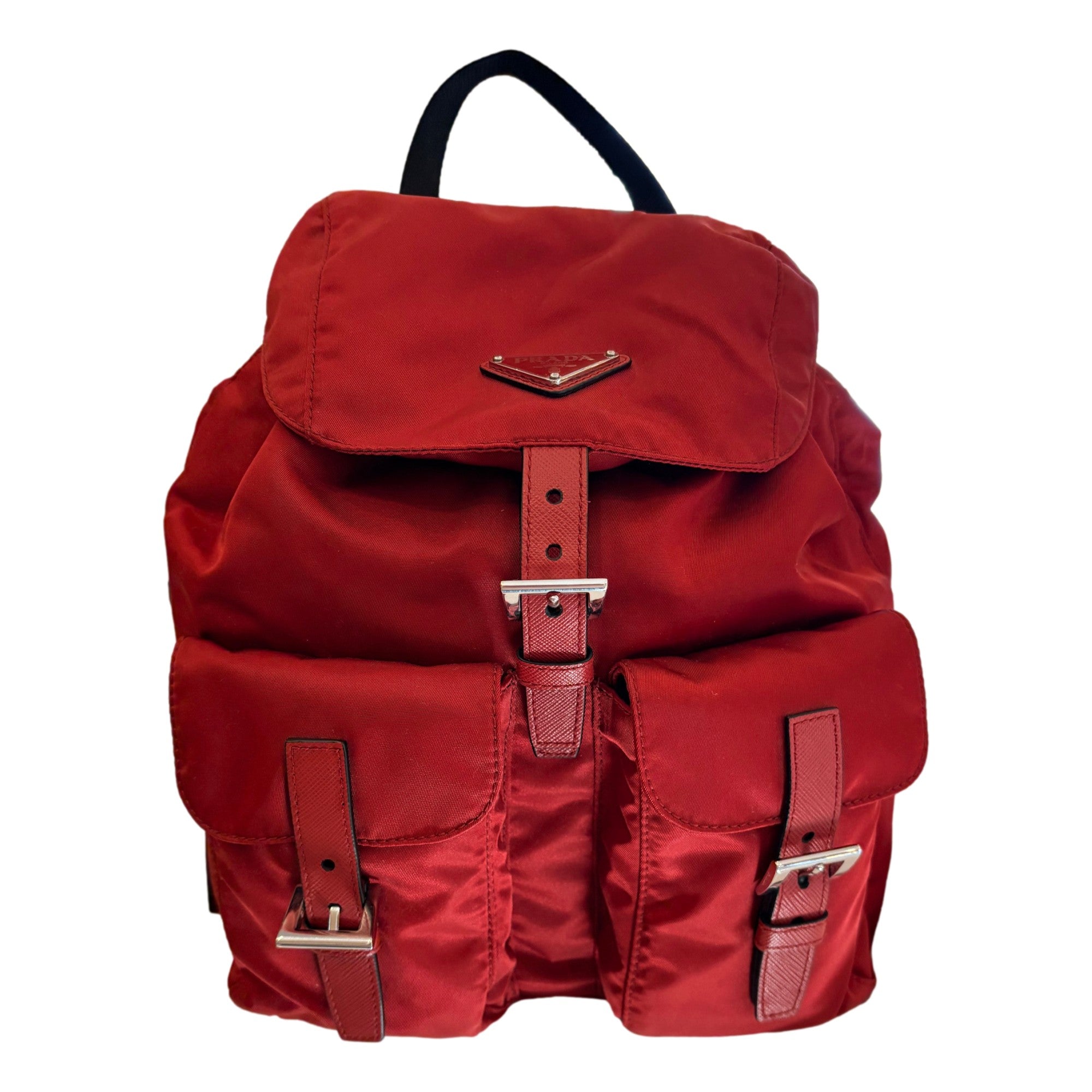 Prada Re-Edition Re-Nylon Fuoco Burgundy Red Medium Drawstring Backpack