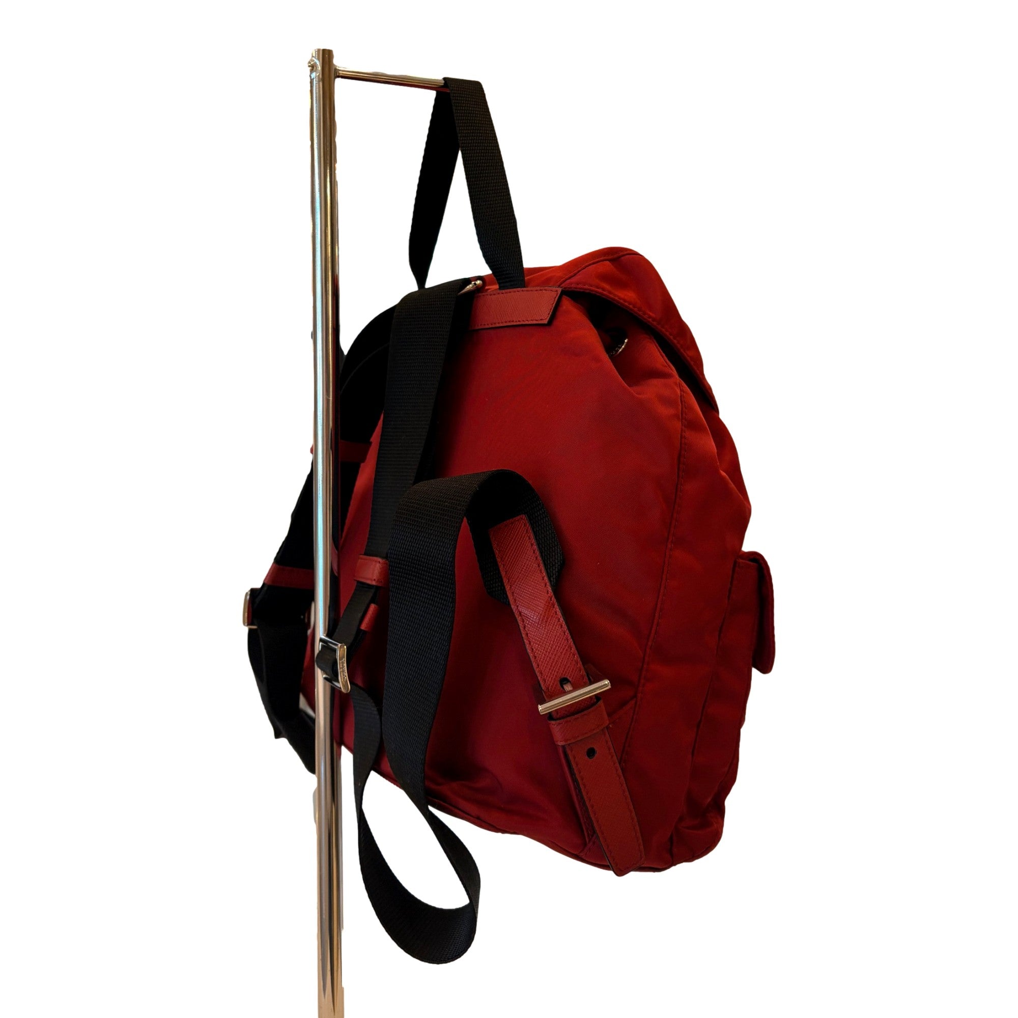 Prada Re-Edition Re-Nylon Fuoco Burgundy Red Medium Drawstring Backpack