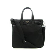Prada Re-Nylon Black Nylon and Saffiano Large Crossbody Tote Bag