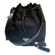 Prada Re-Nylon Black Tassel Drawstring Bucket Bag