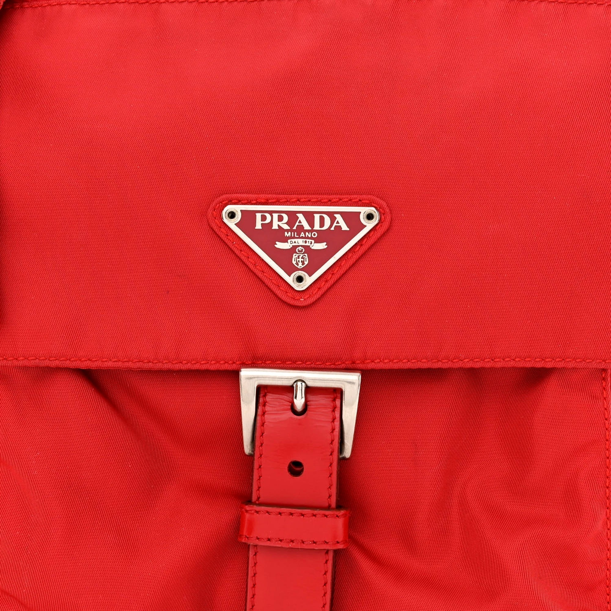 Prada Rosso Pattina Nylon Red Medium Messenger Bag