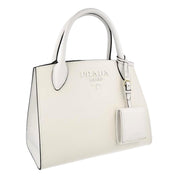 Prada Saffiano Leather Monochrome Bianco White Top Handle Handbag