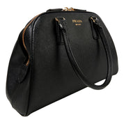 Prada Saffiano Nero Black Soft Calfskin Medium Top Handle Handbag