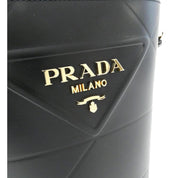 Prada Soft Nero Black Calf Leather Bucket Crossbody Handbag