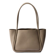Prada Soft Grain Leather Argilla Grey Small Shopping Shoulder Tote Bag