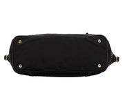 Prada Tessuto Nylon Saffiano Leather Black Top Zip Tote Bag