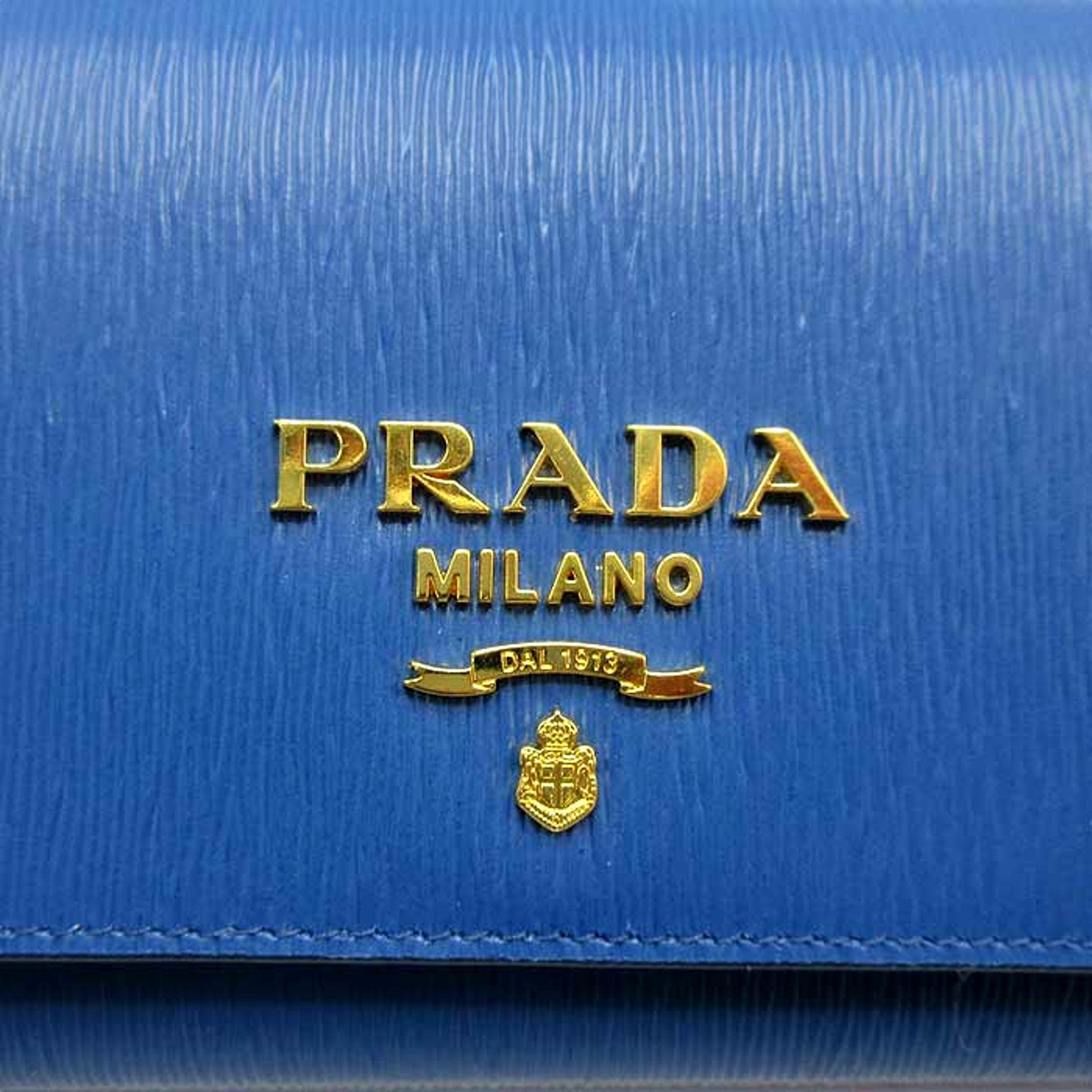 Prada Vitello Move Cobalto Blue Leather Chain Crossbody Wallet Clutch Bag