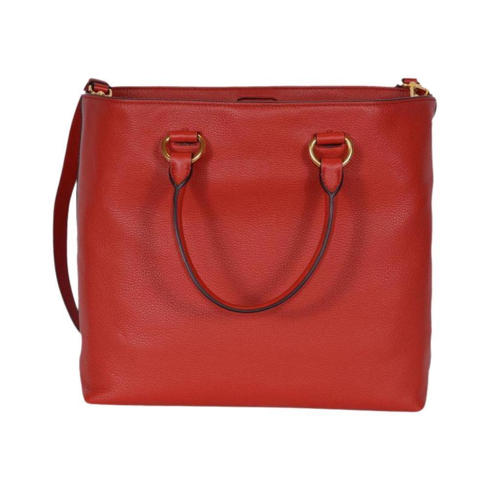 Prada Vitello Phenix Red Leather Shopping Tote Bag