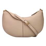 Salvatore Ferragamo Gancio Beige Calfskin Leather Daino Maxi Shoulder Bag