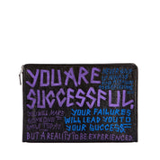 Balenciaga Bazar Graffiti Purple Blue Black Arena Leather Pouch