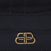 Balenciaga Black Calf Leather Crocodile Embossed Wallet