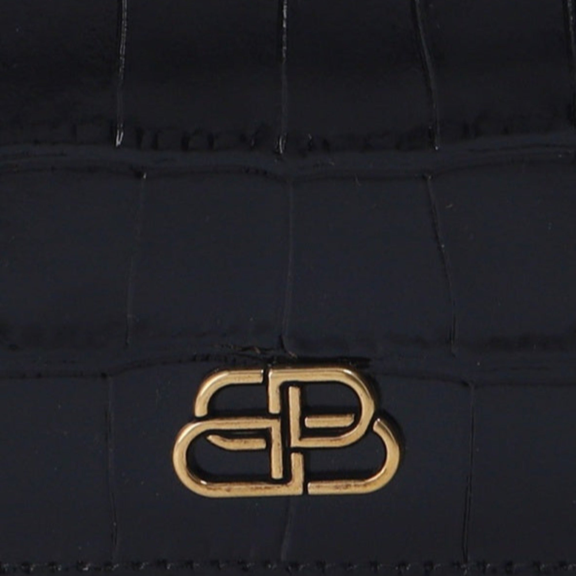 Balenciaga Black Calf Leather Crocodile Embossed Wallet