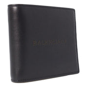 Balenciaga Cash Black Calfskin Leather Perforated Bifold Wallet