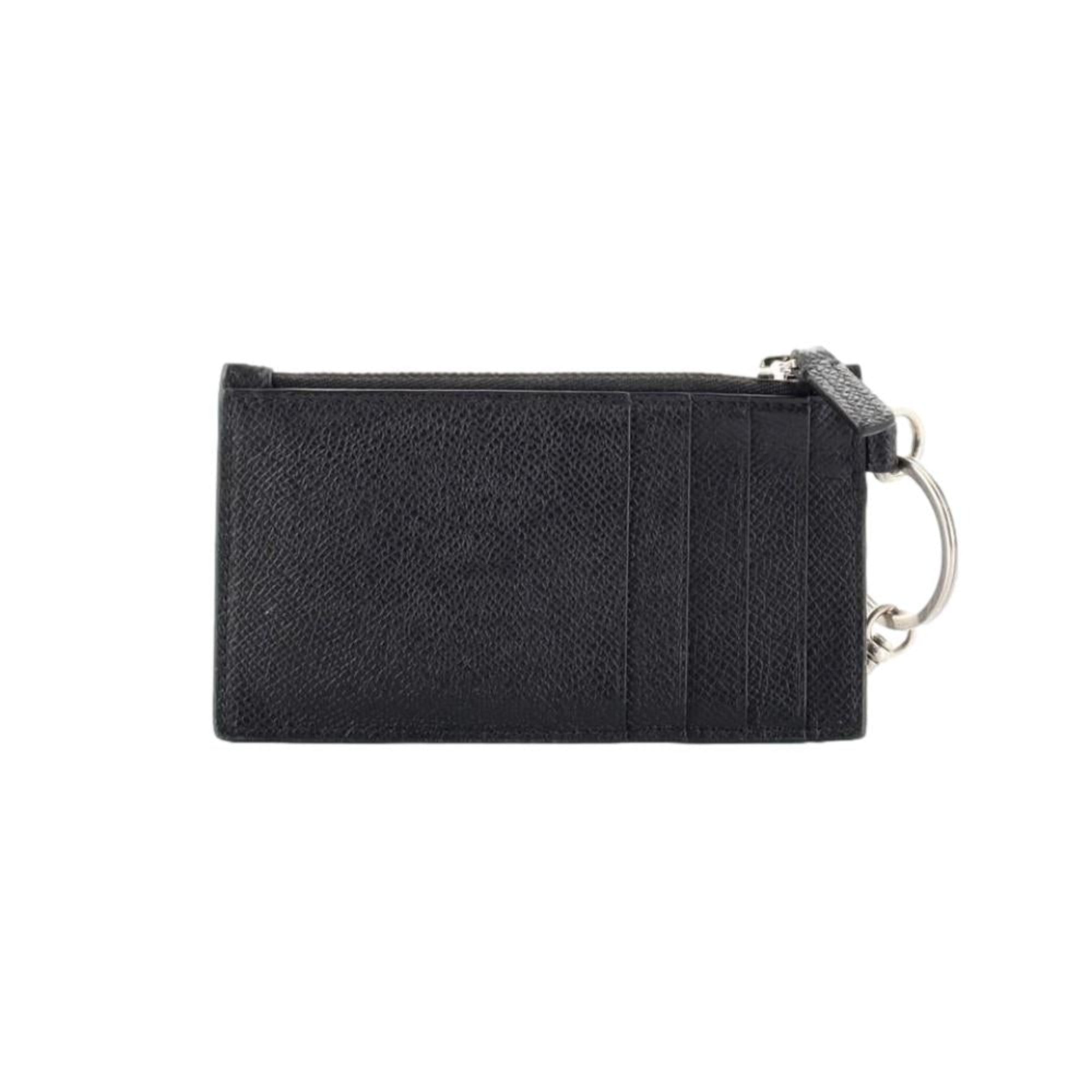 Balenciaga Cash Logo Black Grain Leather Neck Lanyard Card Holder Wallet