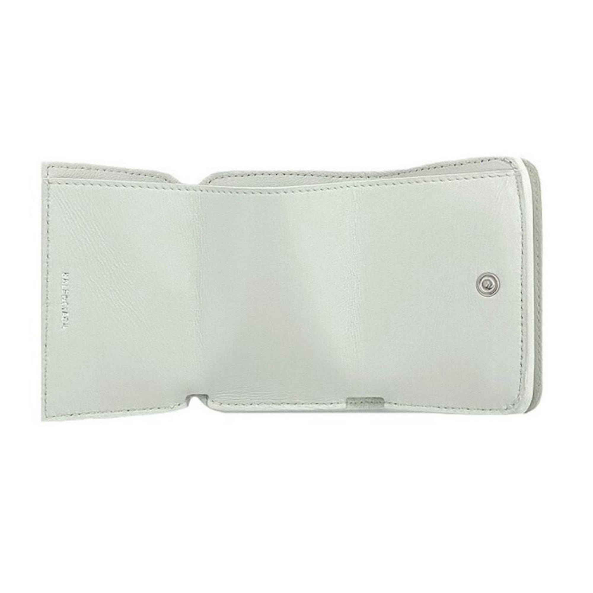 Balenciaga Everyday White Leather Logo Mini Trifold Wallet