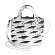 Balenciaga Neo Basket Metallic Silver Leather Small Satchel Bag