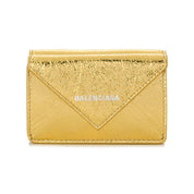 Balenciaga Papier Gold Arena Lambskin Mini Trifold Wallet