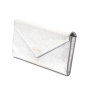 Balenciaga Papier Metallic Silver Arena Leather Envelope Wallet