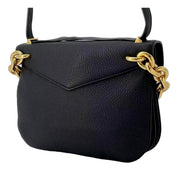 Bottega Veneta Mount Envelope Black and Gold Leather Medium Shoulder Bag