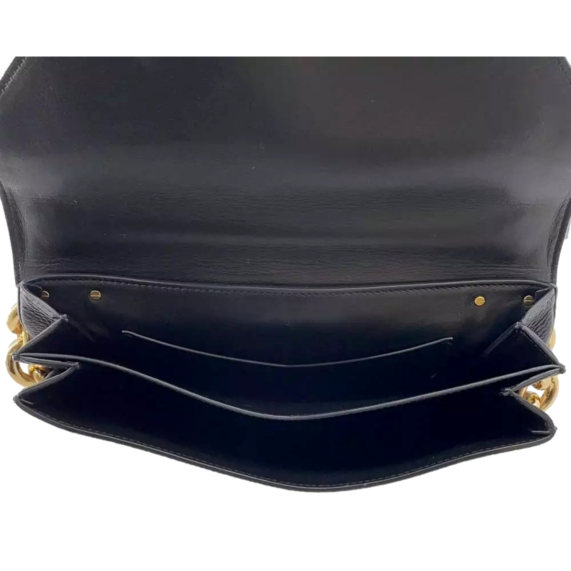 Bottega Veneta Mount Envelope Black and Gold Leather Medium Shoulder Bag