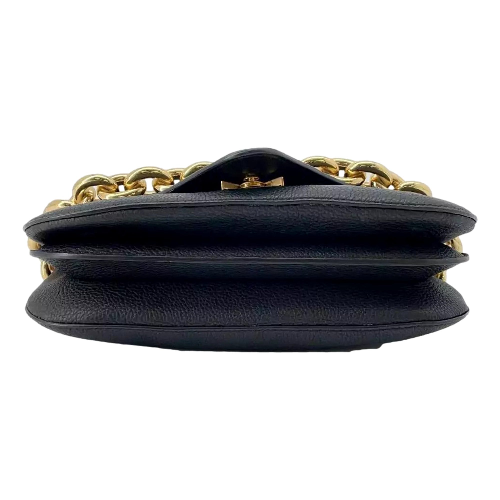 Bottega Veneta Mount Envelope Black and Gold Leather Medium Shoulder Bag