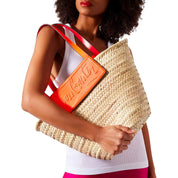 Christian Louboutin Loubishore Orange Woven Raffia Large Tote Bag