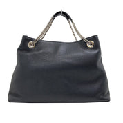 Gucci GG Black Pebbled Calfskin Medium Soho Gold Chain Shoulder Bag