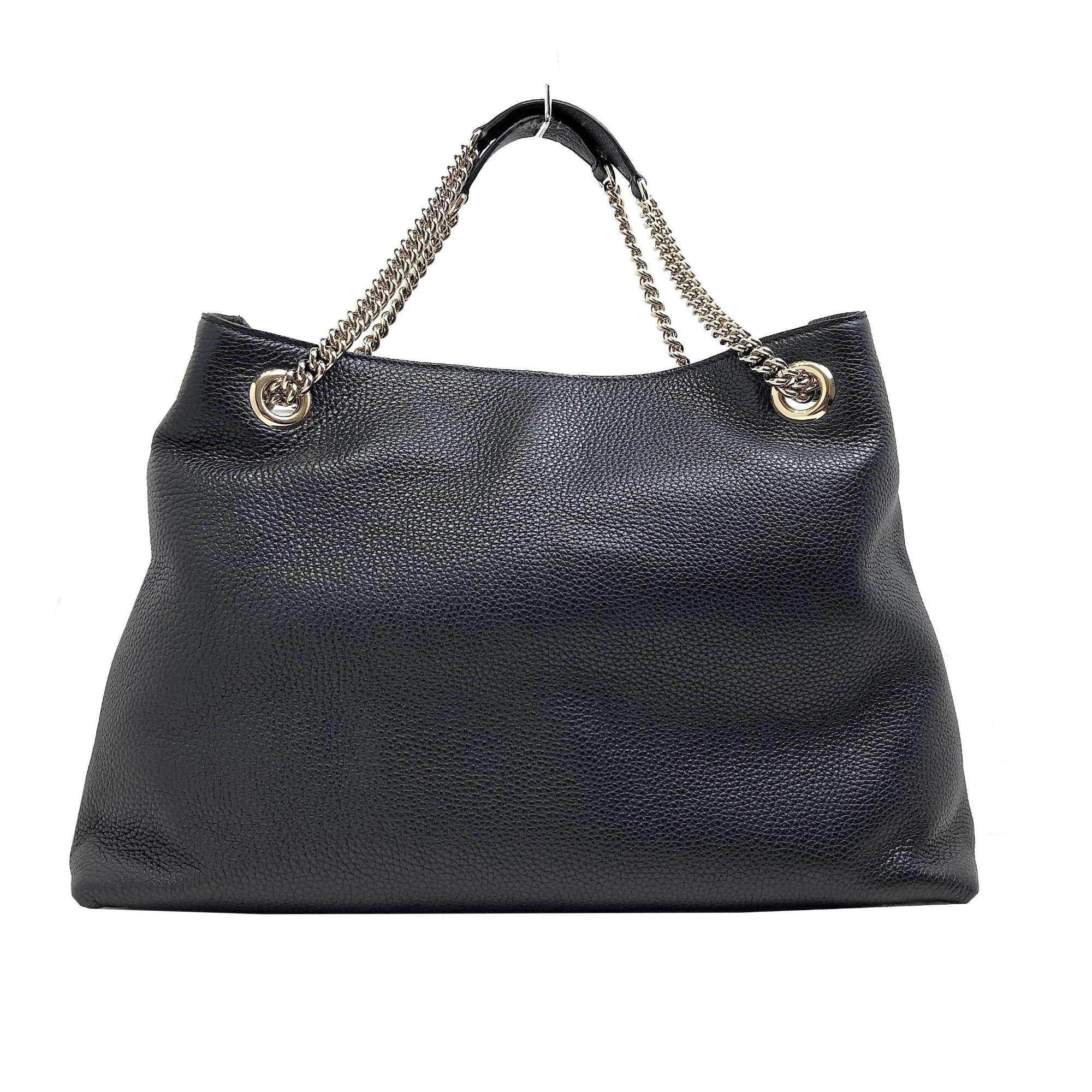 Gucci GG Black Pebbled Calfskin Medium Soho Gold Chain Shoulder Bag