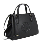 Gucci Soho Black Leather Structured Small Tote Crossbody Bag