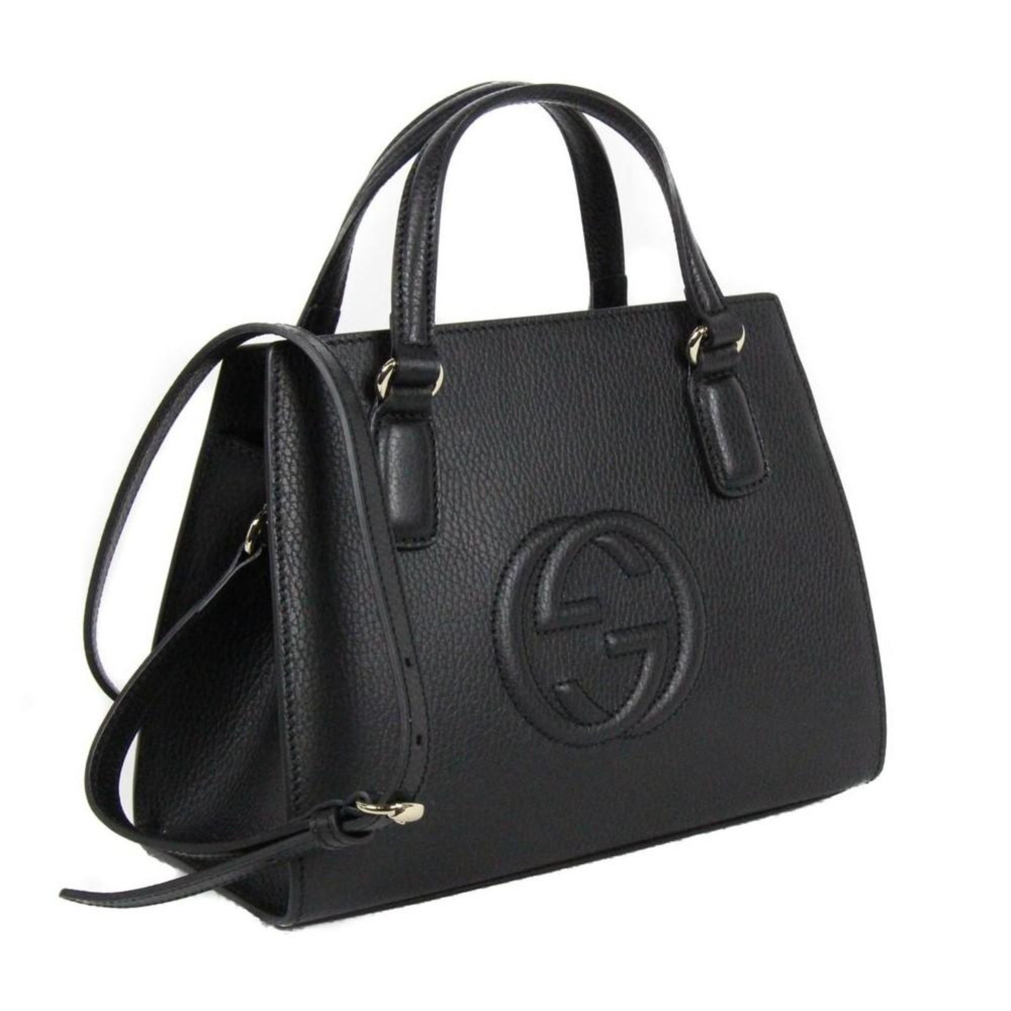 Gucci Soho Black Leather Structured Small Tote Crossbody Bag