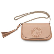 Gucci Soho Disco GG Tassel Gold Chain Camelia Beige Flap Crossbody Bag