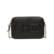 Jimmy Choo Balti Embossed Black Leather Camera Crossbody Bag