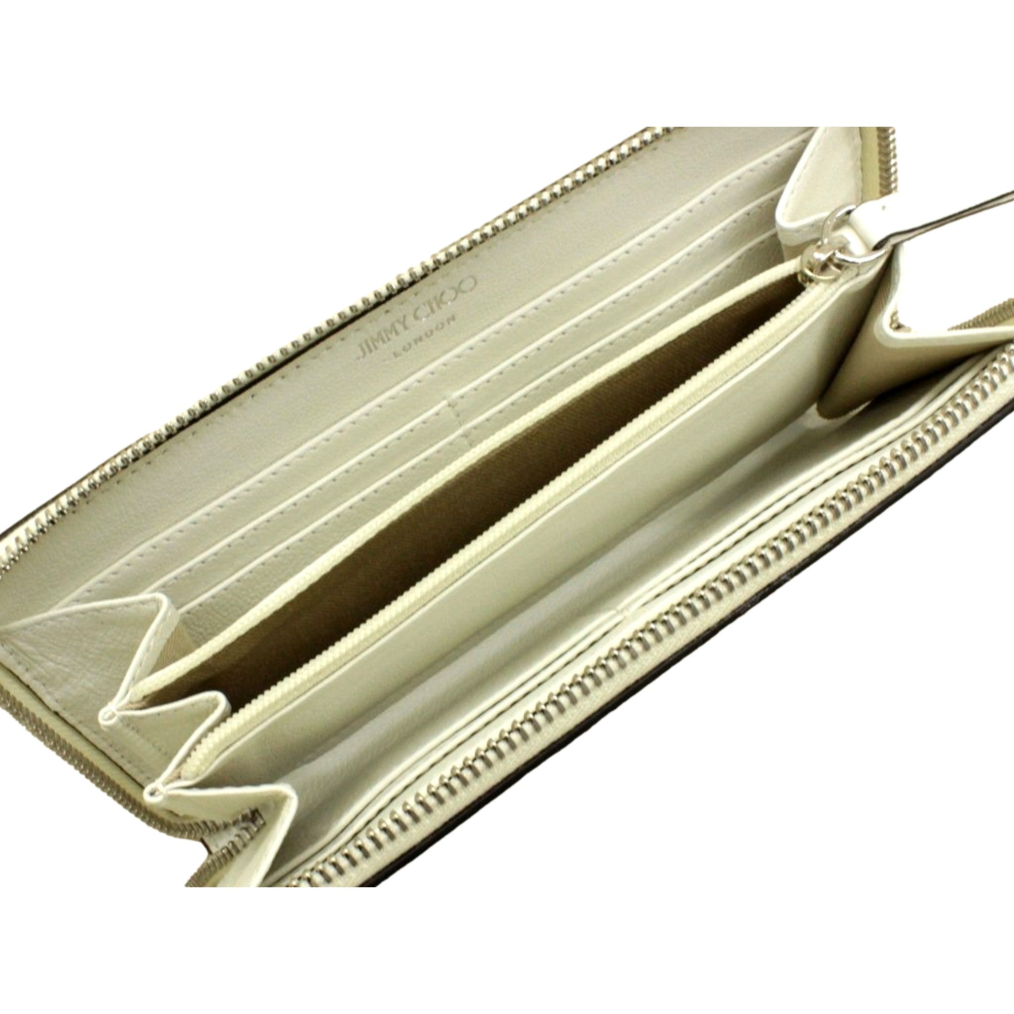 Jimmy Choo Bettina Milk White Leather Long Zip-Around Wallet