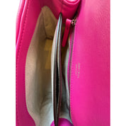 Jimmy Choo Cheri Crystal Medium Top Handle Bag Raffia Pink Leather Trim