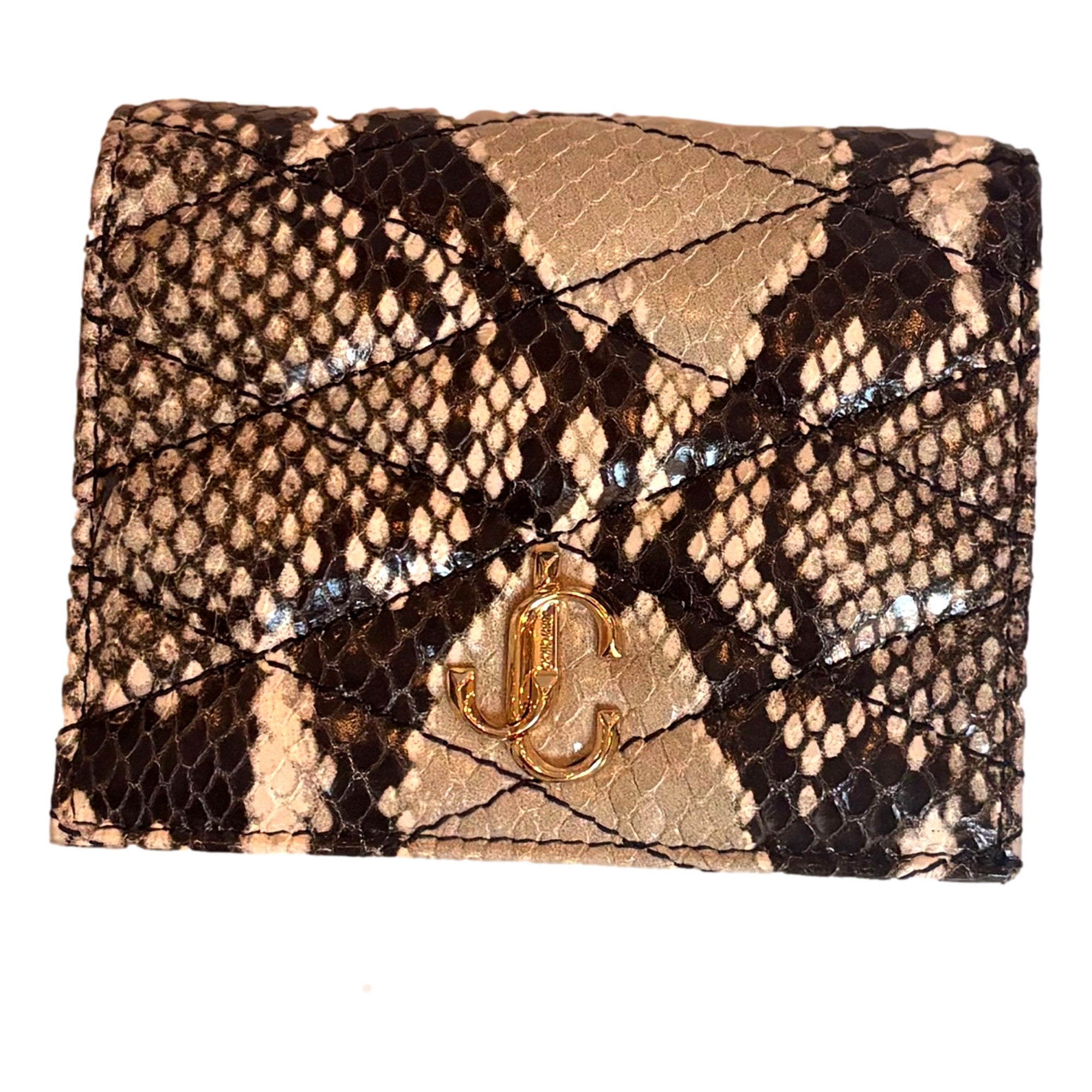 Jimmy Choo Farone Animal Print Leather Card Case Wallet