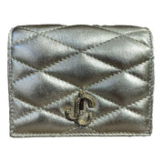 Jimmy Choo Farone Champagne Metallic Leather Card Case Wallet